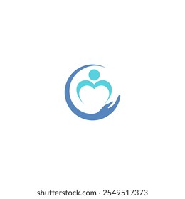 pregnancy prenatal baby logo Hand and heart love affection symbol, take care design