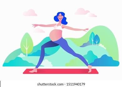 Pregnancy prenatal yoga practice workout concept