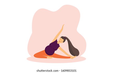 Pregnancy Prenatal Yoga Practice Workout Concept Illustration