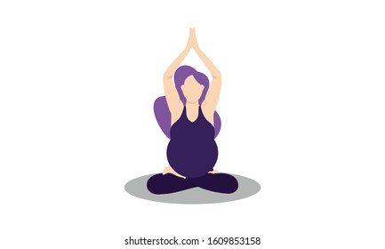 Pregnancy prenatal yoga practice workout concept illustration