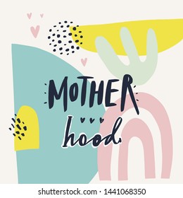 Pregnancy quote. Illustration with hand lettering text for mom and baby. Maternity brush inscription. Vector illustration.