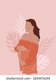 Pregnancy resources type. Abstract Graphic, modern art about young pregnancy and motherhood woman - mother concept. Vector illustration. Create branding, packaging, print, social media content