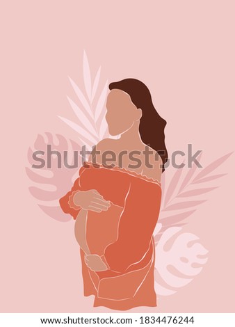 Pregnancy resources type. Abstract Graphic, modern art about young pregnancy and motherhood woman - mother concept. Vector illustration. Create branding, packaging, print, social media content