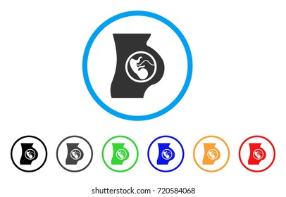 Pregnancy rounded icon. Style is a flat pregnancy grey symbol inside light blue circle with black, gray, green, blue, red, orange versions. Vector designed for web and software interfaces.