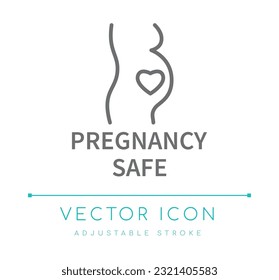 Pregnancy Safe Cosmetics and Food Vector Line Icon 