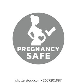 Pregnancy safe vector label. Product suitable for pregnant women with heart belly.