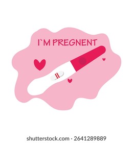 Pregnancy self-test kit with two stripes. positive pregnancy test result, white isolated background. Concept of medicine, gynaecology, conception planning, pregnancy. vector illustration.