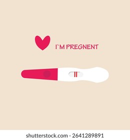 Pregnancy self-test kit with two stripes. positive pregnancy test result, white isolated background. Concept of medicine, gynaecology, conception planning, pregnancy. vector illustration.