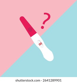 Pregnancy self-test kit with two stripes. positive pregnancy test result, white isolated background. Concept of medicine, gynaecology, conception planning, pregnancy. vector illustration.