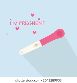 Pregnancy self-test kit with two stripes. positive pregnancy test result, white isolated background. Concept of medicine, gynaecology, conception planning, pregnancy. vector illustration.