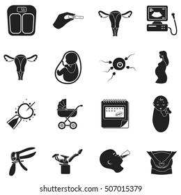 Pregnancy set icons in black style. Big collection pregnancy vector symbol stock
