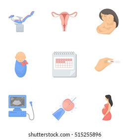 Pregnancy set icons in cartoon style. Big collection of pregnancy vector symbol stock illustration