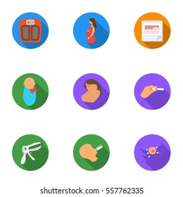 Pregnancy set icons in flat style. Big collection of pregnancy vector symbol stock illustration