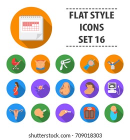 Pregnancy set icons in flat style. Big collection pregnancy vector symbol stock illustration