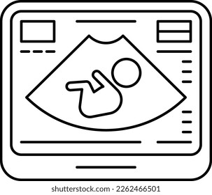 Pregnancy sonogram line icon. Baby expecting medical diagnostic