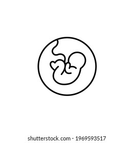 Pregnancy stage embryo in uterus, embryo child kid simple thin line icon vector illustration