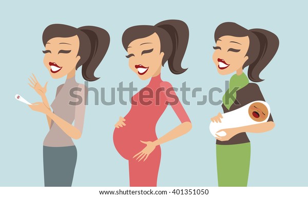 Pregnancy Stages Trimesters Birth Pregnant Woman Stock Vector (Royalty ...