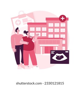 Pregnancy support center abstract concept vector illustration. Pregnancy medical support, family planning center, motherhood course, health service, young mother assistance abstract metaphor.