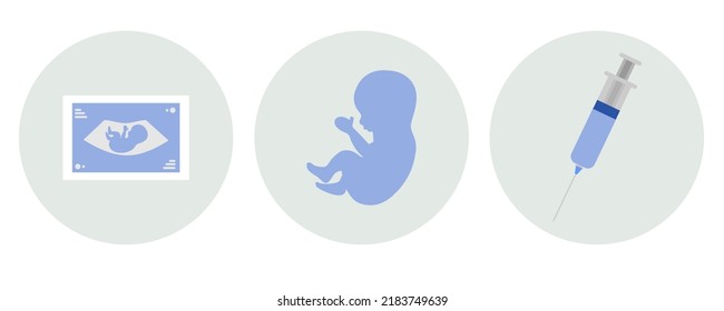 Pregnancy Symbol, Conception Icons, Syringe, Epidural Anesthesia, Ultrasound Scan, Embryo, Fetus, Abortion, Childfree, Unborn, Childbirth, Miscarriage In The Maternity Hospital, Infertility, Screening