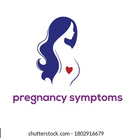 pregnancy symptoms girl a white background. Pregnant woman silhouette