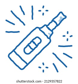 vector de icono de esbozo del dispositivo de prueba de embarazo. Dibujo de la línea de doodle azul dibujado a mano ilustración de símbolo aislado