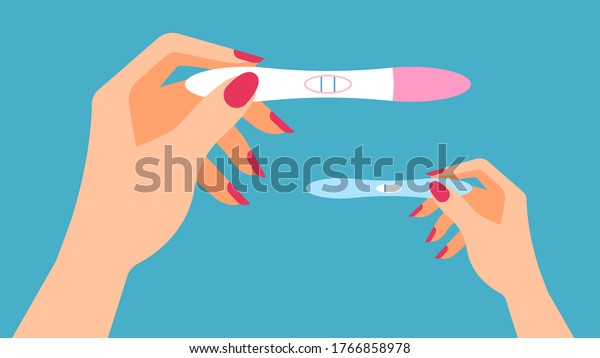 Pregnancy Test Female Hand Holding Positive Stock Vector Royalty Free 1766858978