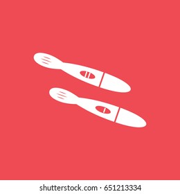 Pregnancy Test Flat Icon On Red Background