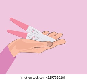 Pregnancy test in hand positive and negative vector illustration