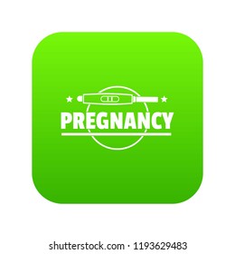 Pregnancy test icon green vector isolated on white background
