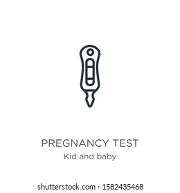 Pregnancy test icon. Thin linear pregnancy test outline icon isolated on white background from kid and baby collection. Line vector sign, symbol for web and mobile