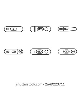 Ícones de teste de gravidez Linha Arte Médica Saúde Positivo Resultados negativos Design simples Ilustrações de vetor