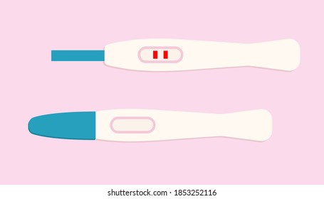 Pregnancy test icons. Ovulation medical tests result. Test pregnant woman. flat vector illustration on pink background