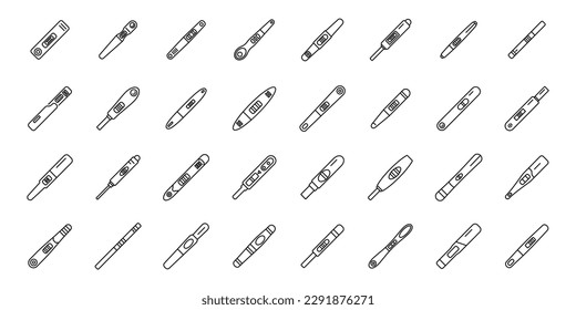 Pregnancy test icons set outline vector. Kit baby. Child birth