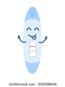 Pregnancy test medical vector icon cute kawaii character positive result maternity concept isolated on white
