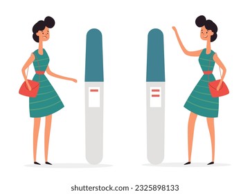 Pregnancy test negative and positive concept. Vector design graphic illustration
