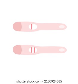 Pregnancy test negative and positive result illustration. Pregnant or not pregnant.