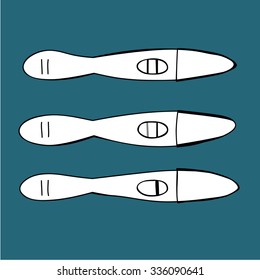 Pregnancy test . Positive and negative. Hand drawn.