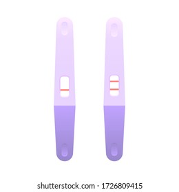 Pregnancy test, positive and negative result. Vector drawing.