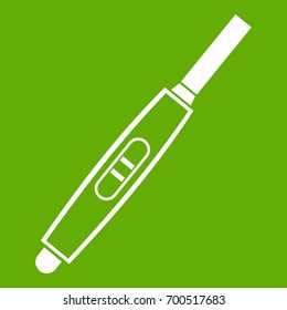 Pregnancy test with positive pregnant icon white isolated on green background. Vector illustration