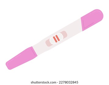 Pregnancy test with positive result semi flat color vector object. Editable icon. Full sized element on white. Simple cartoon style spot illustration for web graphic design and animation