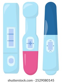 teste de gravidez, um conjunto de equipamentos convenientes de vários tipos para determinar a gravidez em casa ilustração vetor