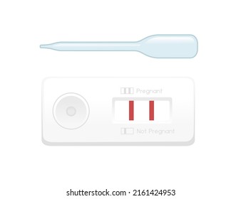Ensayo de embarazo con dos líneas de resultado positivo ilustración vectorial sobre fondo blanco
