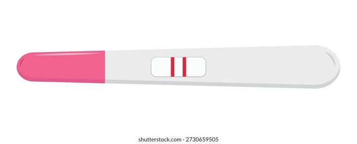 Prueba de embarazo con dos líneas rojas. Resultado positivo. Ilustración vectorial plana aislada en un fondo blanco