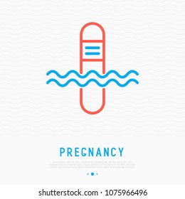 Pregnancy test in urine thin line icon. Modern vector illustration.