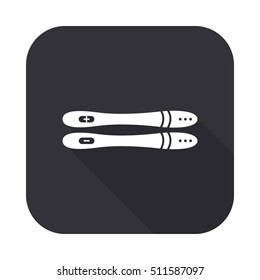 Pregnancy test vector icon - squared button  with long shadow