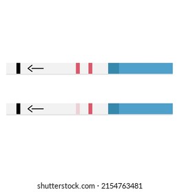 Pregnancy tests realistic vector illustrations set. Gestation check tools. Plastic sticks with one and two stripes, positive and negative results.