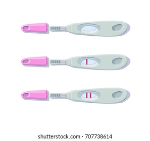 Pregnancy Tests Set. Positive and Negative Result. Examination test pregnant woman. Vector