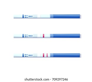 Pregnancy Tests Set. Positive and Negative Result. Examination test pregnant woman. Vector.