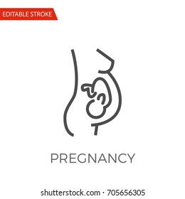 Pregnancy Thin Line Vector Icon. Flat Icon Isolated on the White Background. Editable Stroke EPS file. Vector illustration.