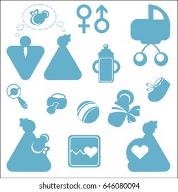 Pregnancy and toys icons. Maternity vector set 
